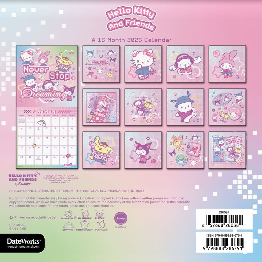 Hello Kitty 2026 Mini Wall Calendar - Calendars pertaining to Free Printable Hello Kitty Calendar 2026