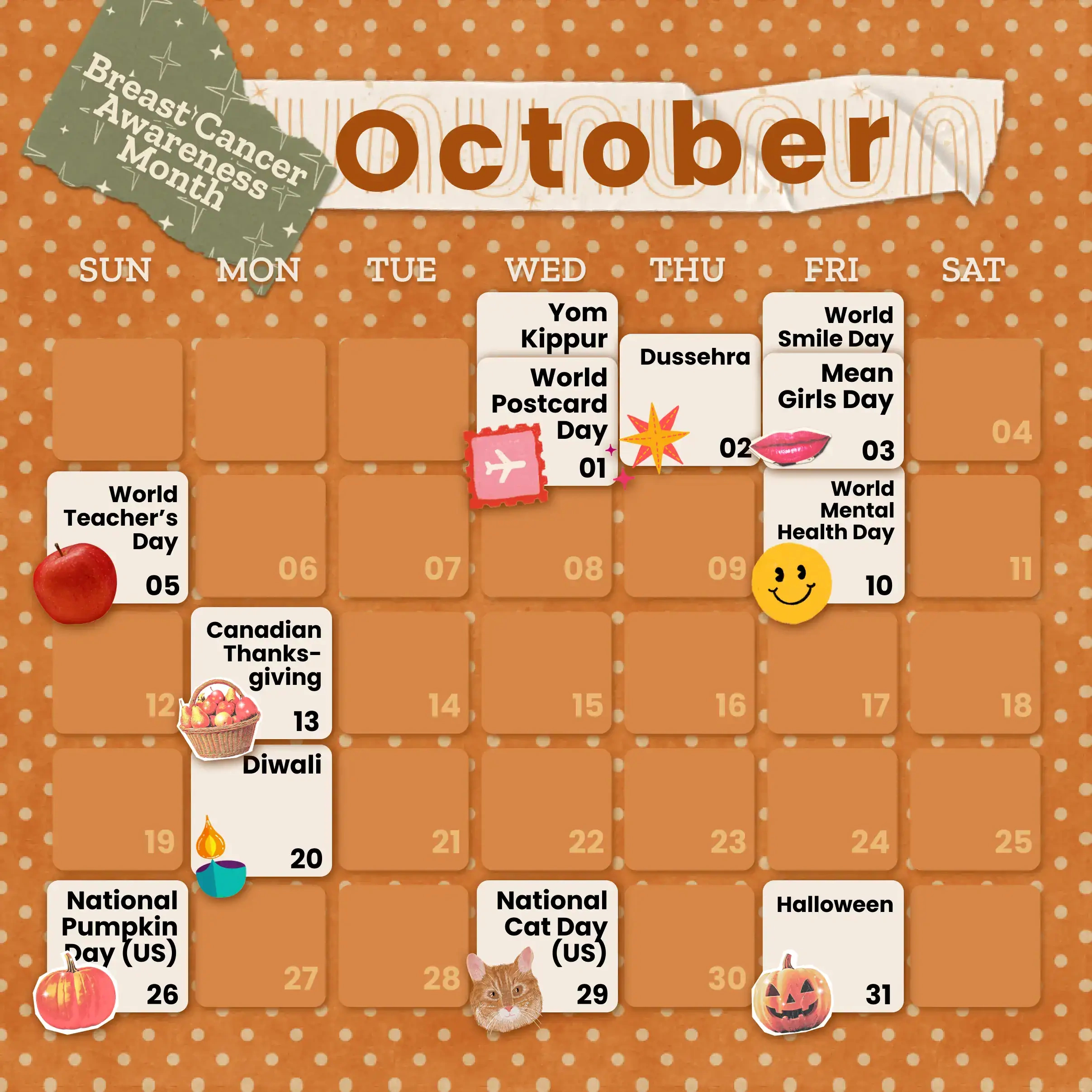 Holidays In October 2025: Calendar + Content Ideas - Piccollage for October Fun Calendar Ideas 2025