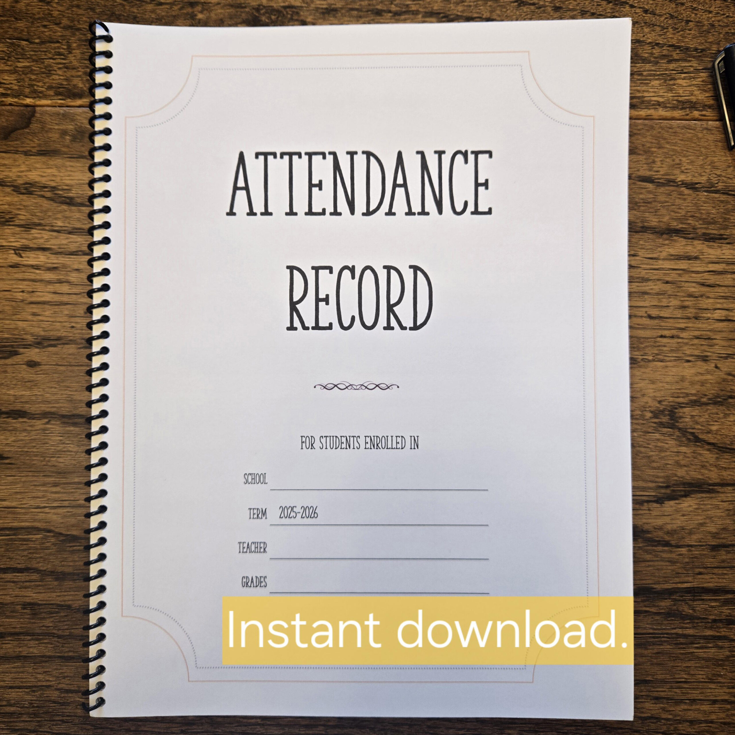 Instant Download School Attendance Record 2025-2026 - Etsy Australia in Class Attendance Register 2026