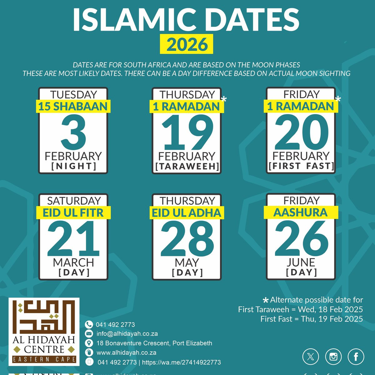 Islamic Focus (@Islamicfocus) / Posts / X with regard to Islamic Calendar 2026 Cape Town