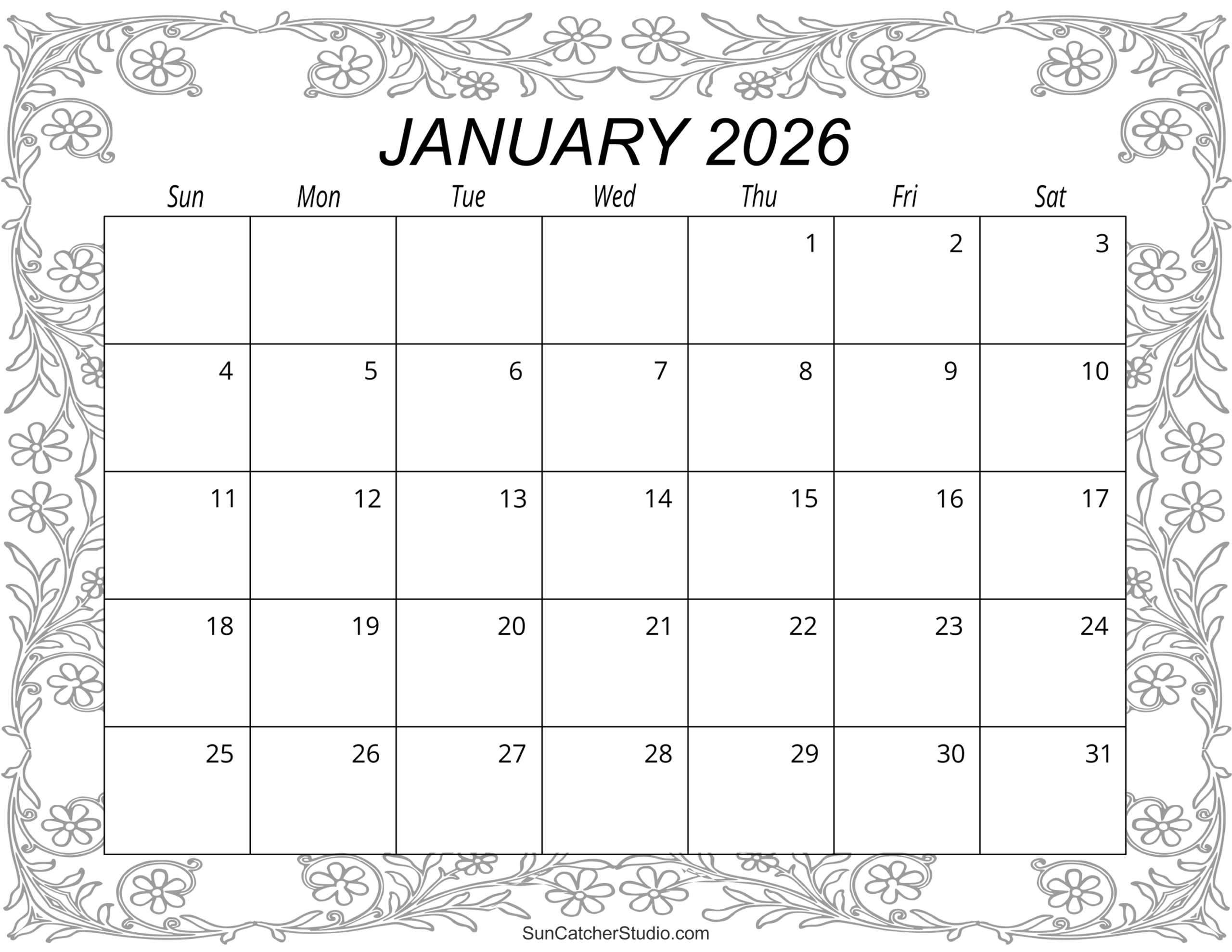 January 2026 Calendar (Free Printable) – Free Printables intended for 2026 Monthly Calendar Printable Free