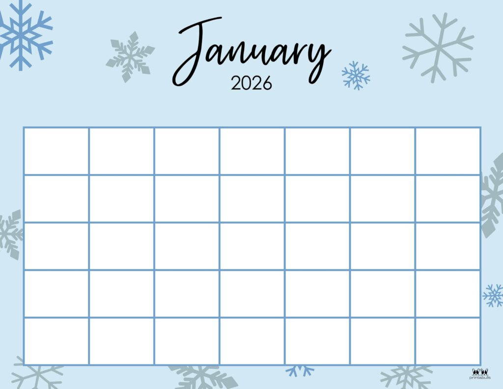 January 2026 Calendars - 123 Free Printables | Printabulls for January 2026 Calendar with Holidays Printable Free