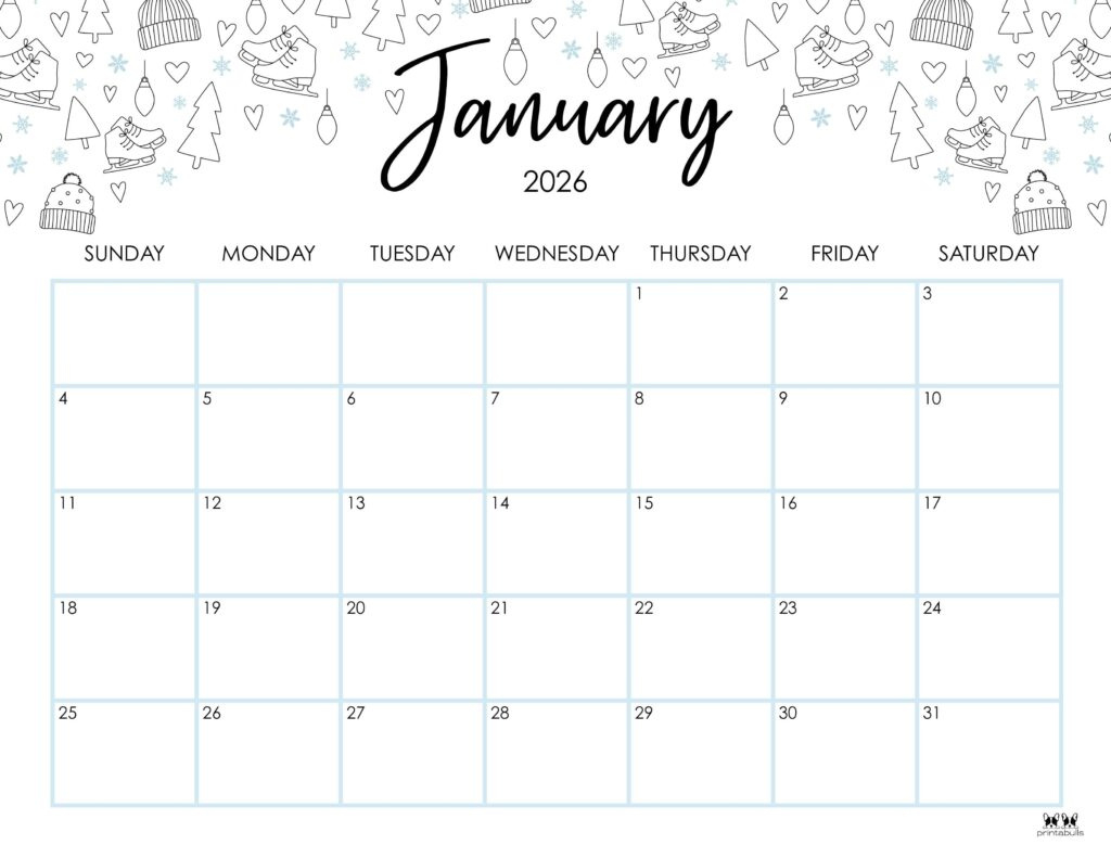 January 2026 Calendars - 123 Free Printables | Printabulls pertaining to Free Printable January 2026 Calendar With Holidays