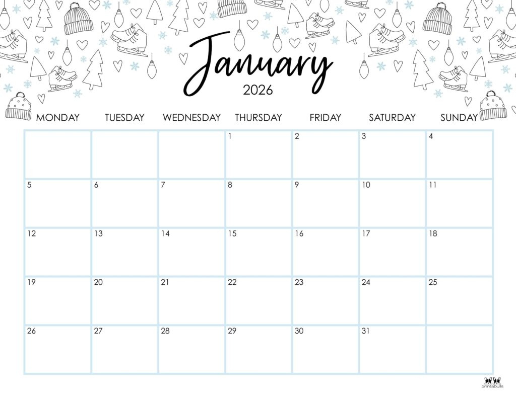 January 2026 Calendars - 123 Free Printables | Printabulls pertaining to January 2026 Calendar with Holidays Printable