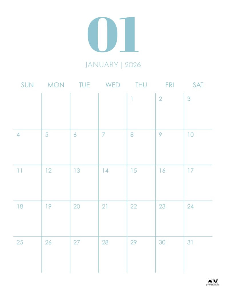 January 2026 Calendars - 123 Free Printables | Printabulls regarding January 2026 Calendar Printable Vertical