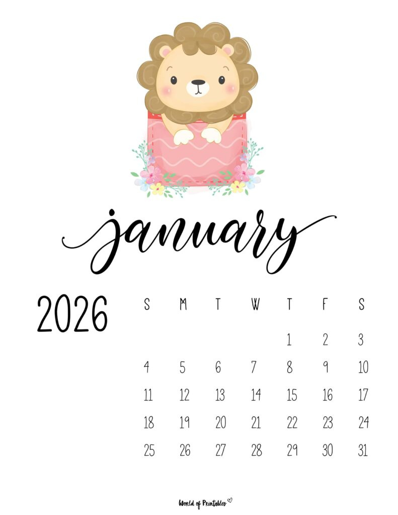January 2026 Calendars - 200+ Free Printable Pdf Designs - World with regard to Cute January 2026 Calendar Printable
