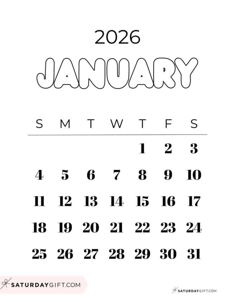 January 2026 Calendars - 23 Cute Free Printable Pdfssaturdaygift with National Day Calendar January 2026