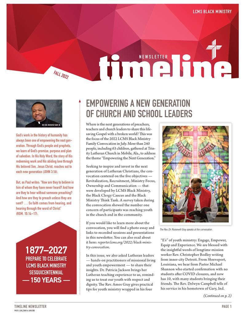 Lcms Black Ministry – Fall 2022 Newsletter pertaining to Lcms Liturgical Calendar 2026 - 2027