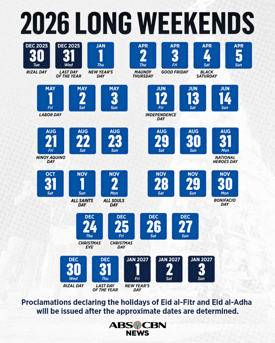 Look: 2026 Long Weekends : R/Phtravel with regard to Number of Weekends in 2026