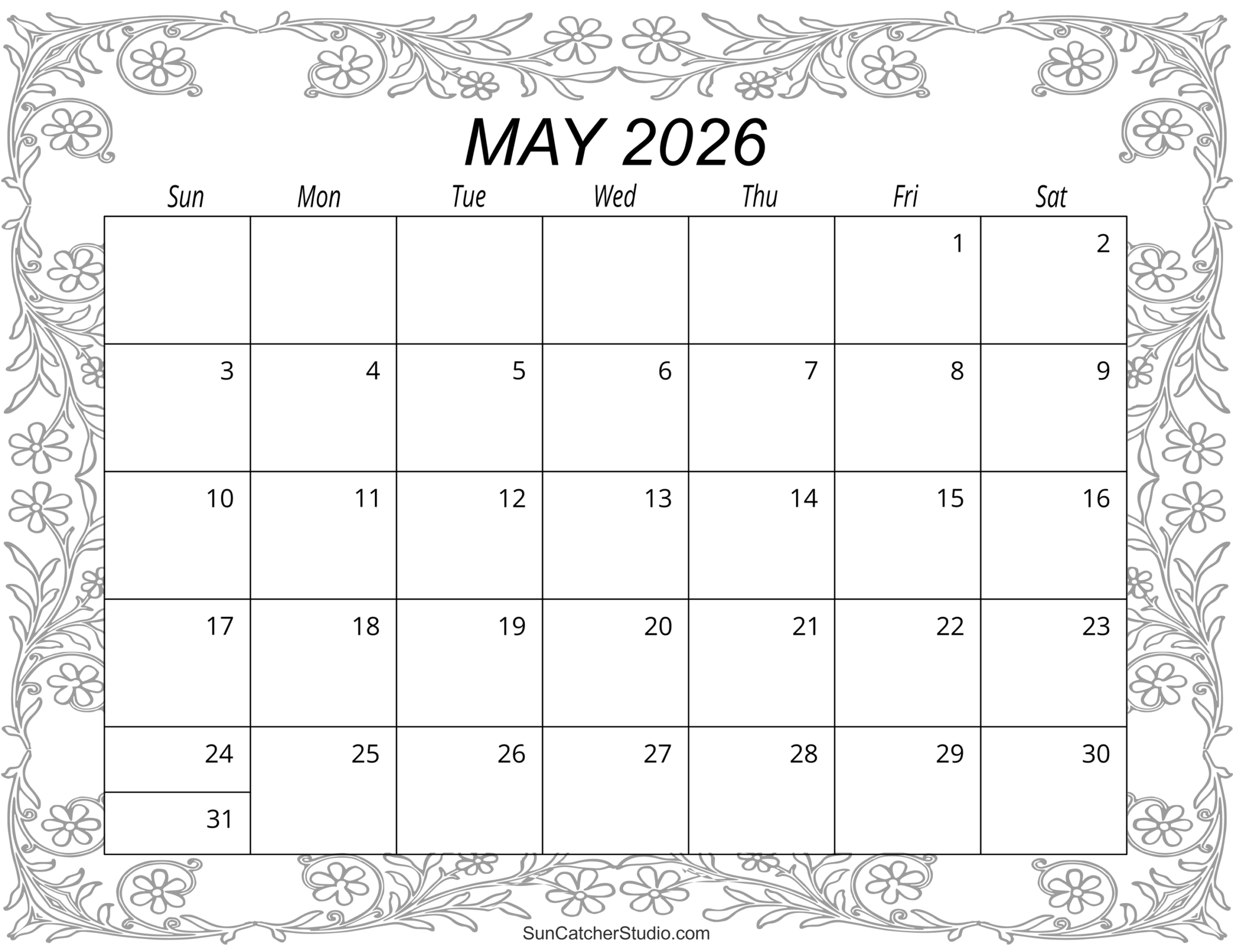 May 2026 Calendar (Free Printable) – Free Printables, Lettering with regard to May 2026 Calendar Printable Free
