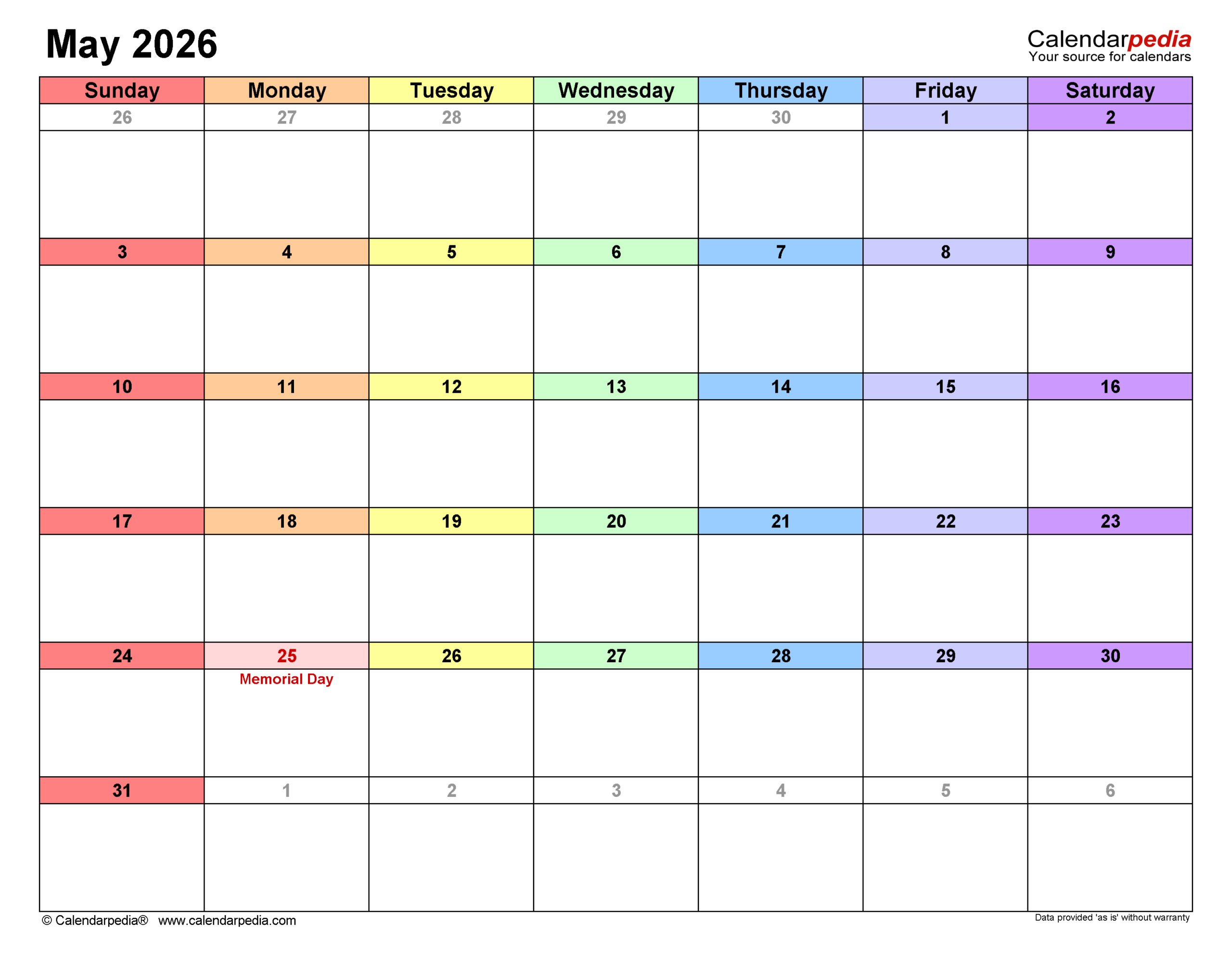 May 2026 Calendar | Templates For Pdf, Excel And Word with Attendance Sheet May 2026