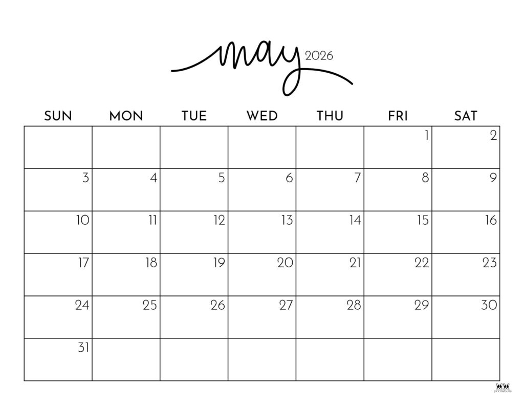 May 2026 Calendars - 123 Free Printables | Printabulls intended for May 2026 Calendar Printable