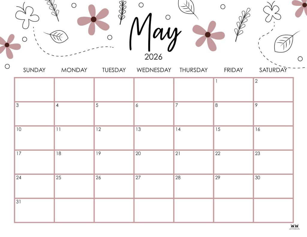 May 2026 Calendars - 123 Free Printables | Printabulls within 2026 Calendar Printable Printabulls