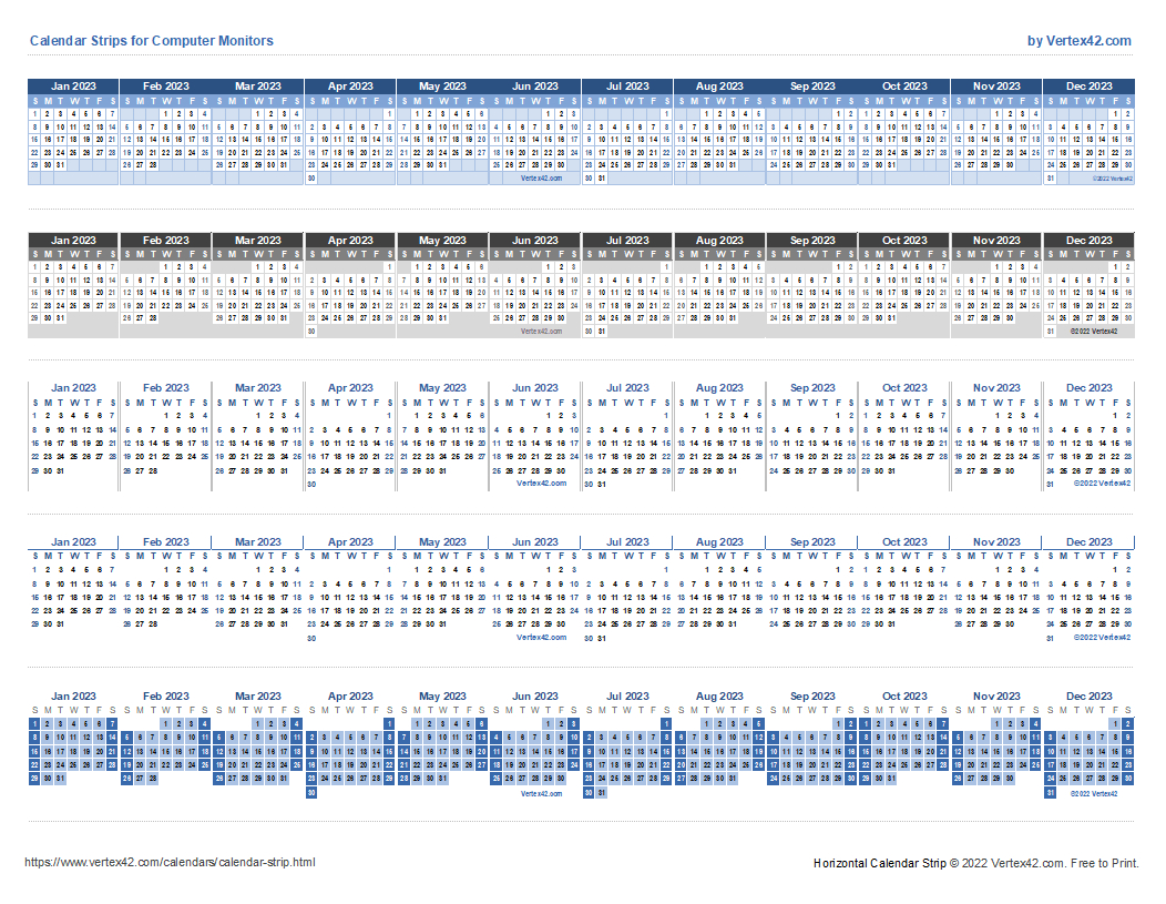 Monitor Calendar Strip Template for 2026 Printable Keyboard Calendar