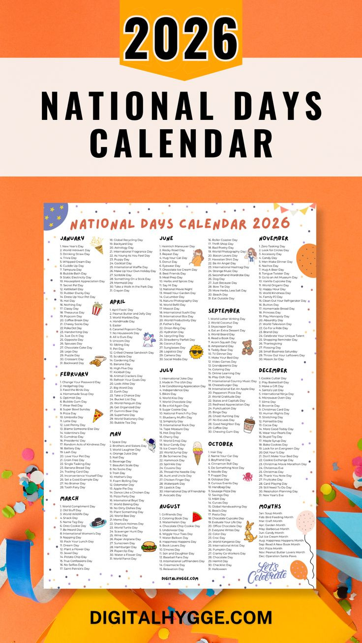 National Days Calendar 2026 Printable Pdf inside National Day Calendar February 2026