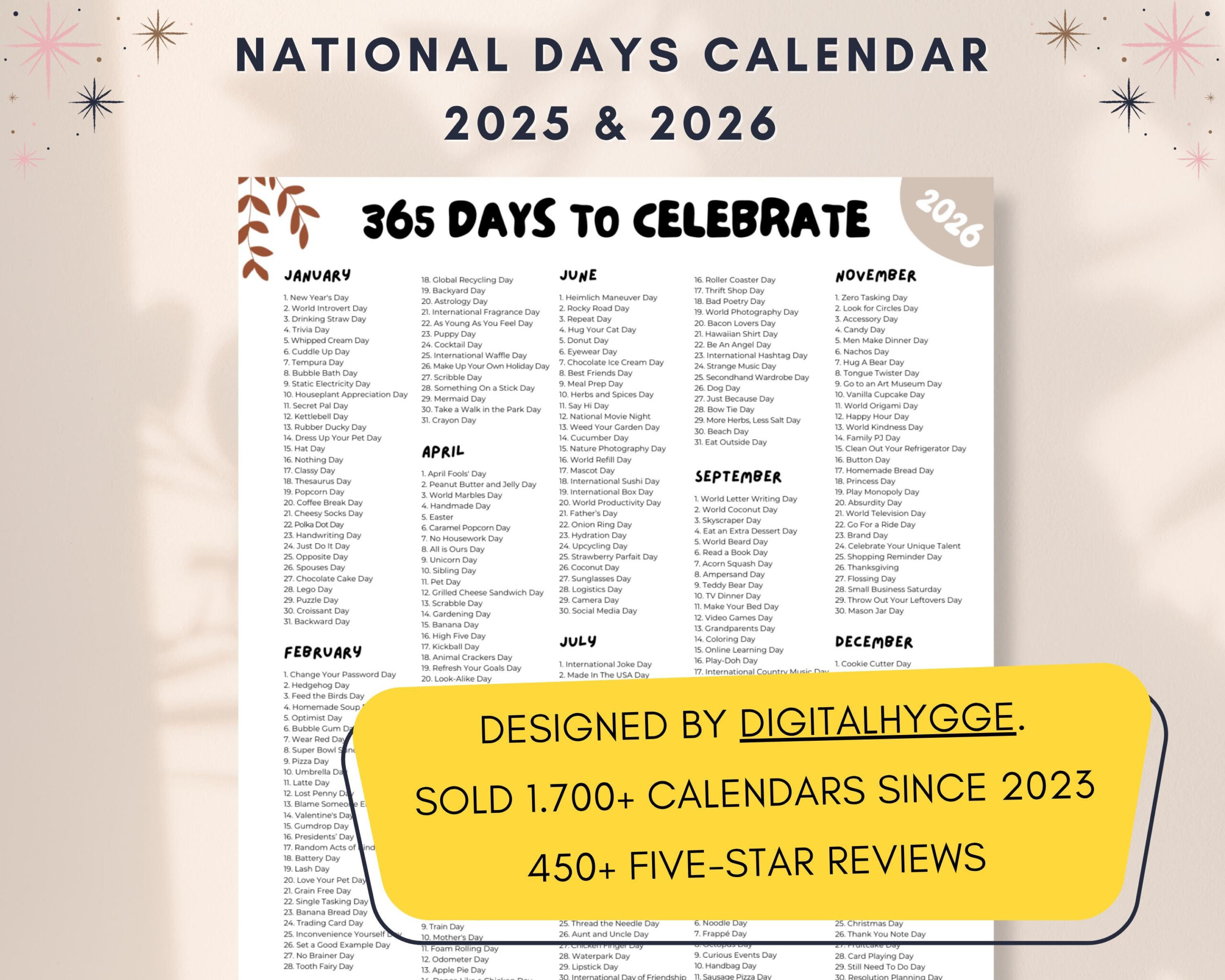 Nationalfeiertage-Kalender 2025-2026: Social Media Inhalt (Pdf inside January 14 2026 National Day