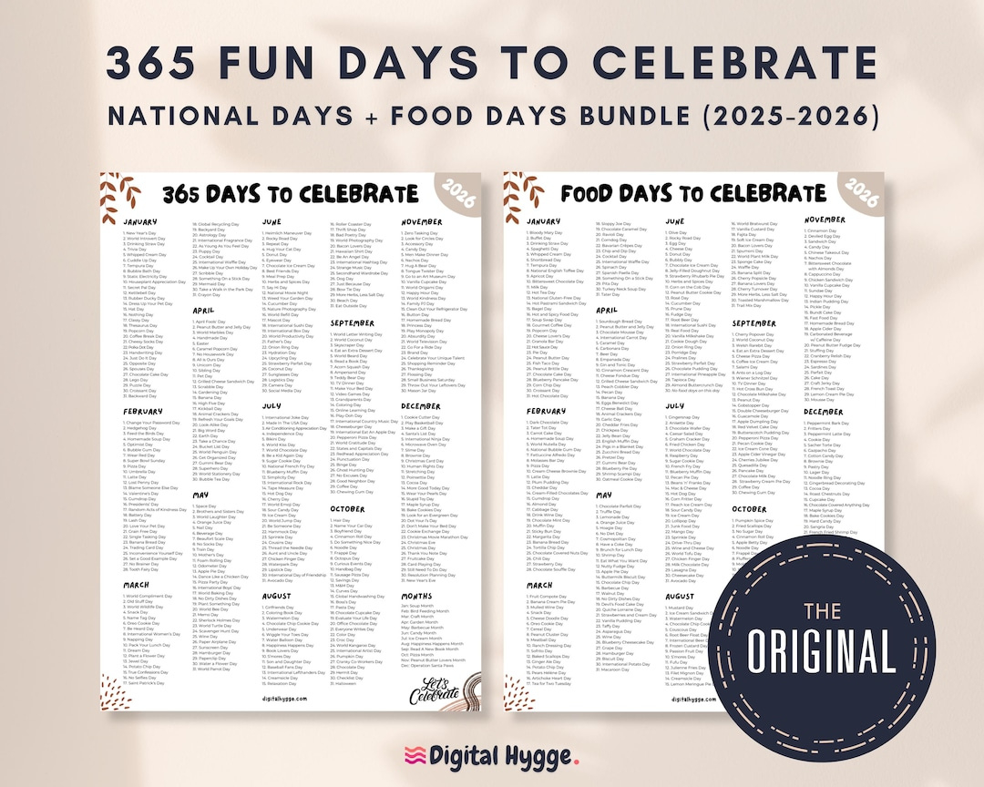 Nationalfeiertage-Kalender 2025-2026: Social Media Inhalt (Pdf regarding National Food Day Calendar 2026