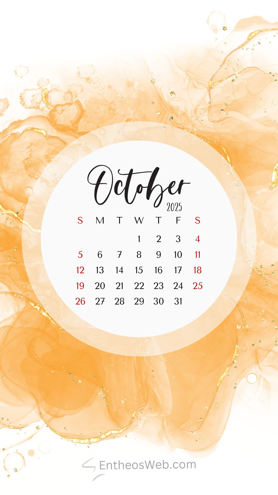 October 2025 Calendar Phone Wallpaper Backgrounds | Entheosweb for October 2025 Wallpaper Calendar