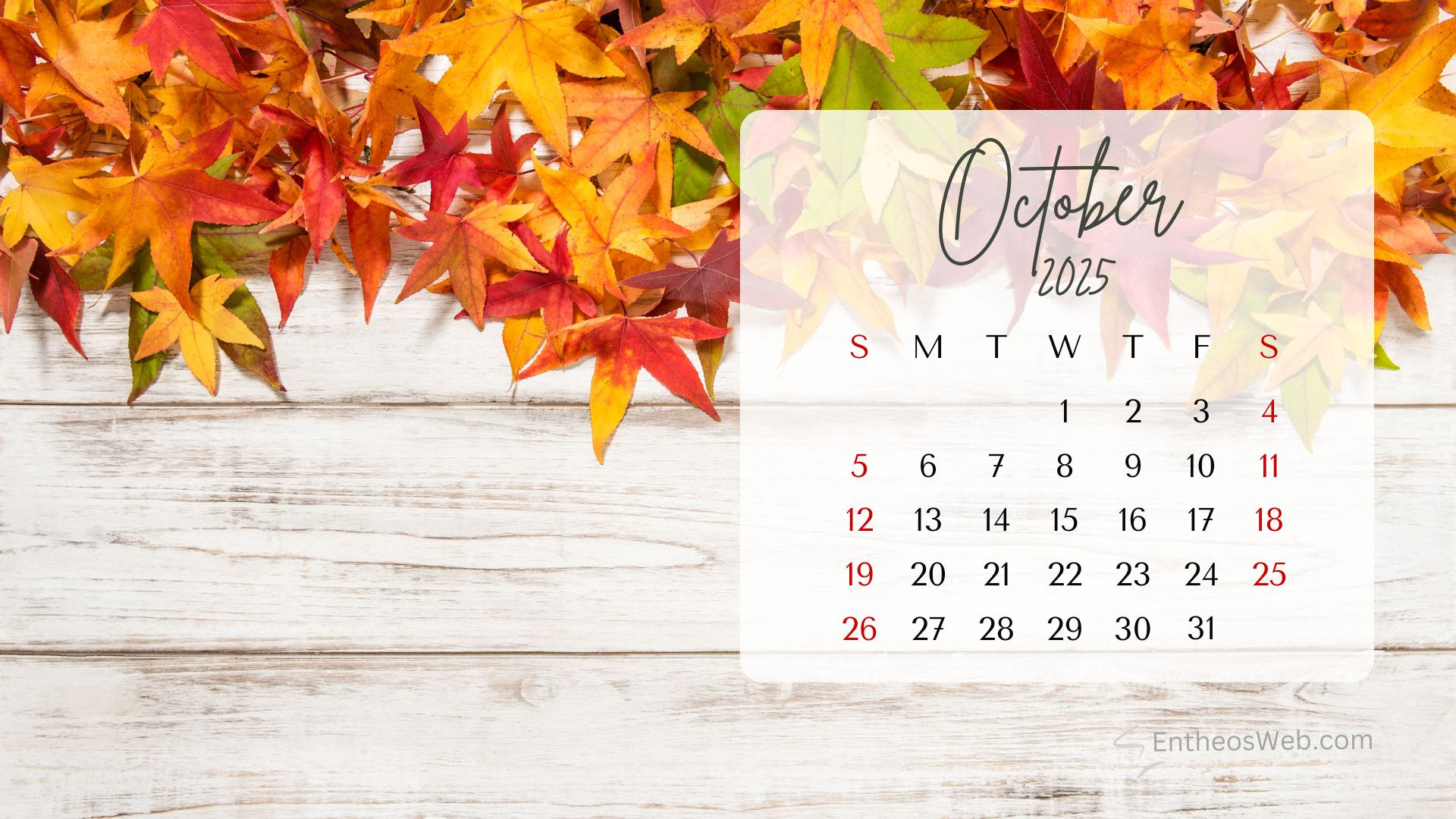 October Calendar Desktop Wallpaper Backgrounds | Entheosweb intended for October 2025 Calendar Desktop Wallpaper
