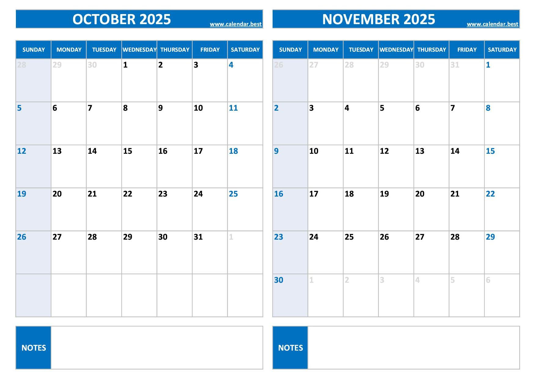 Printable October And November 2025 Calendar - Free Pdf &amp;amp; Jpg regarding October And November 2025 Calendar Printable