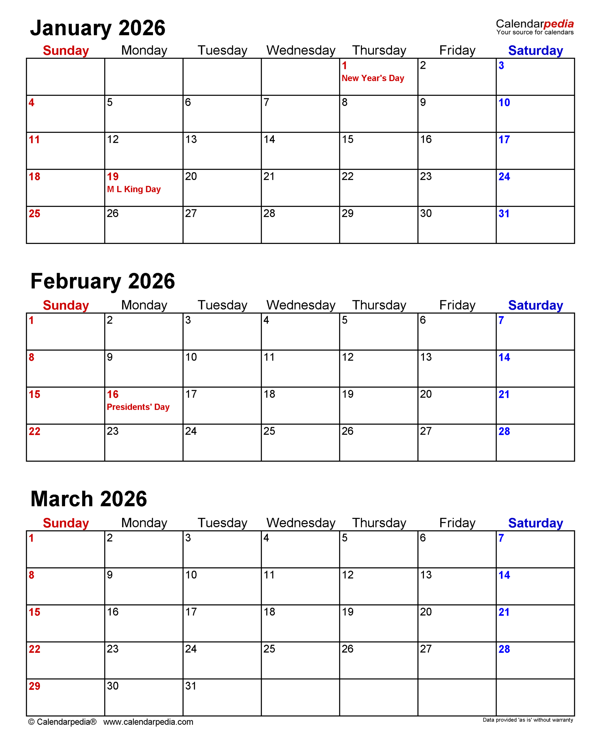 Quarterly Calendars 2026 - Free Printable Pdf Templates for 2026 Quarterly Calendar Printable