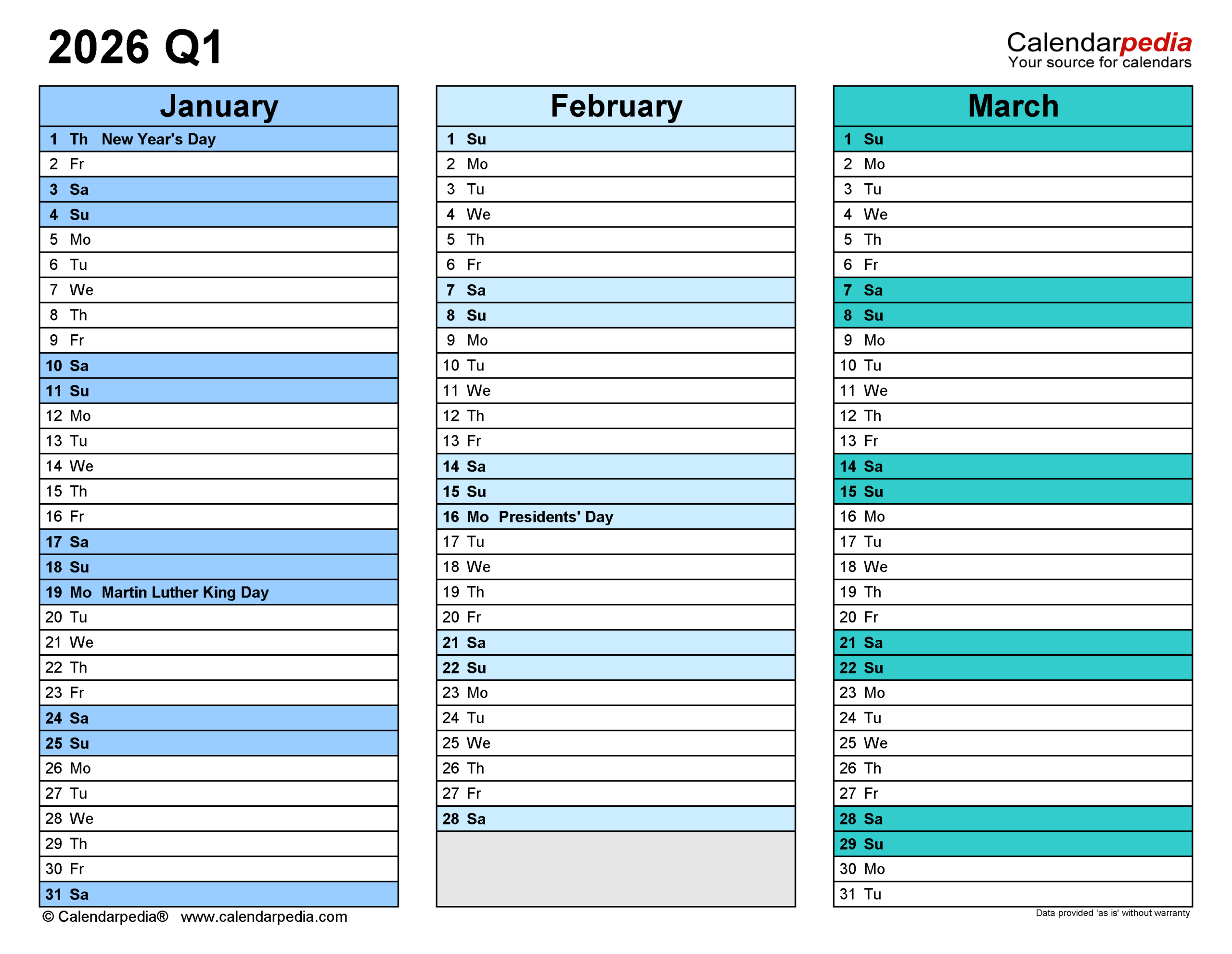 Quarterly Calendars 2026 - Free Printable Pdf Templates inside Free Printable Quarterly Calendar 2026