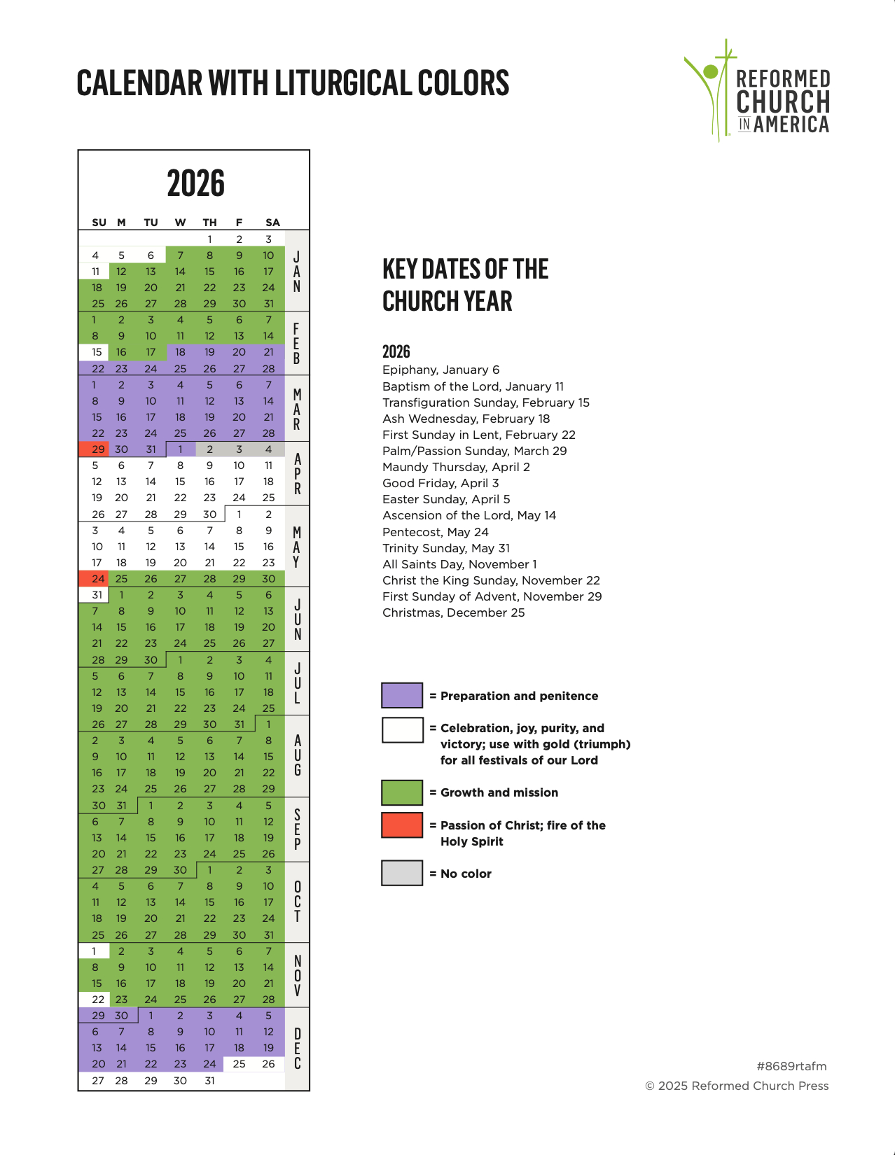 Rca Liturgical Calendar | Reformed Church In America in Liturgical Calendar For 2026