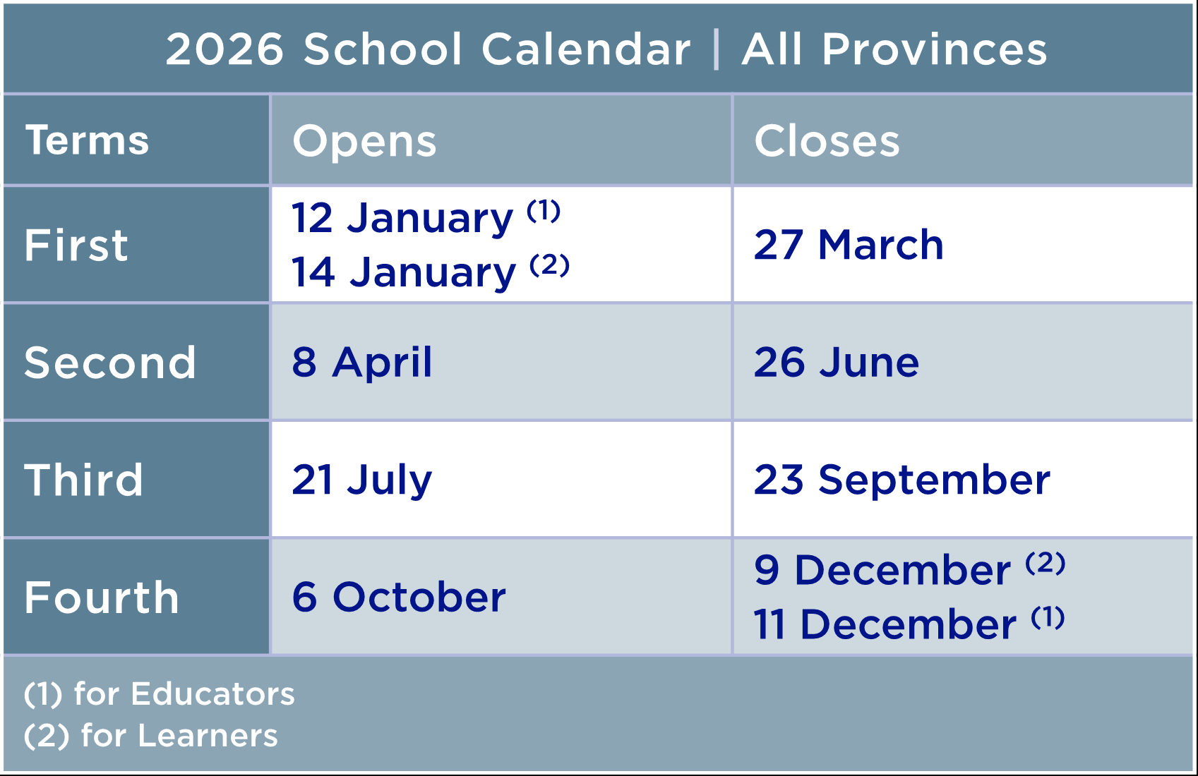 School Calendar | Western Cape Government with regard to 2026 School Calendar South Africa Printable