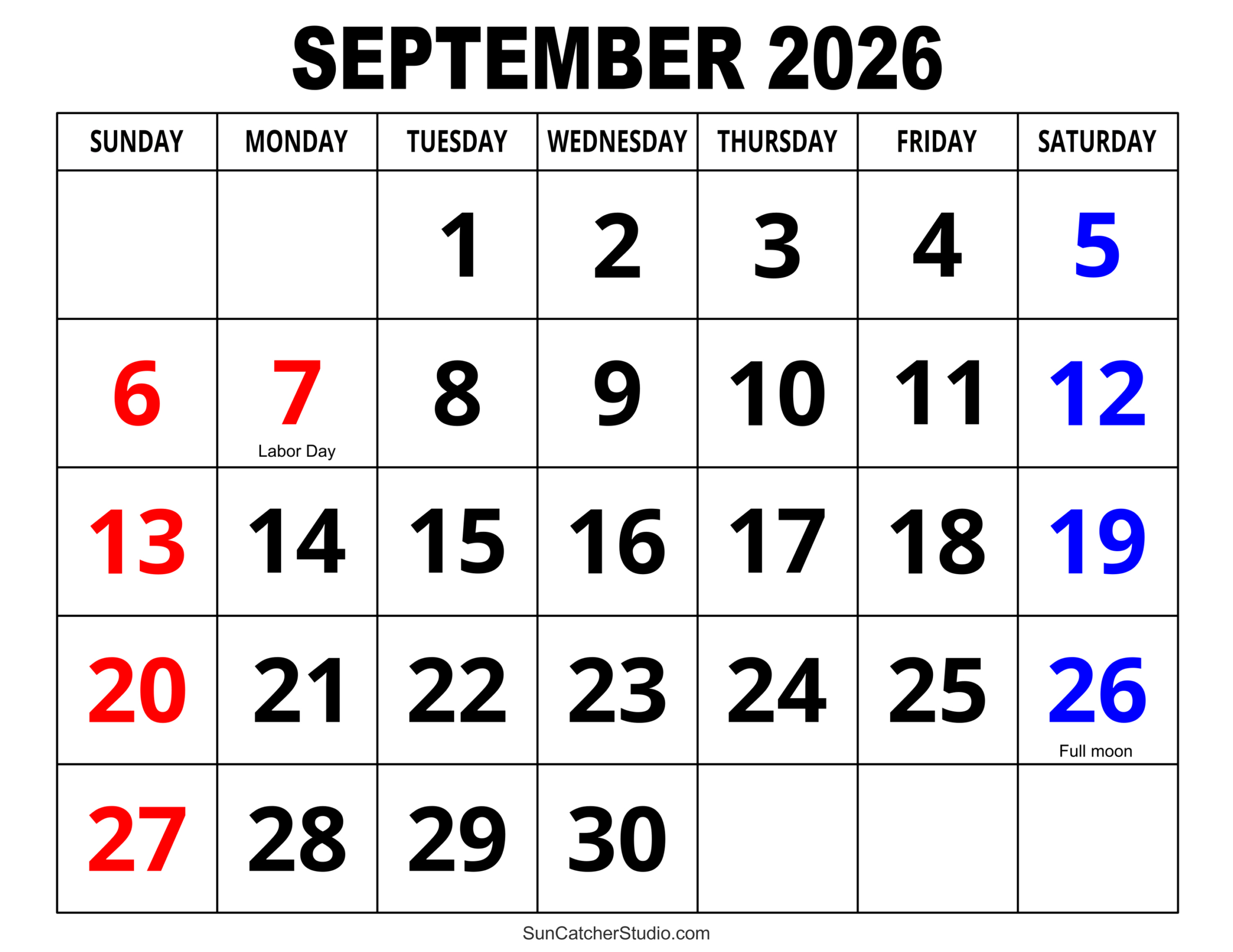 September 2026 Calendar (Free Printable) – Free Printables inside September 2026 Calendar Printable