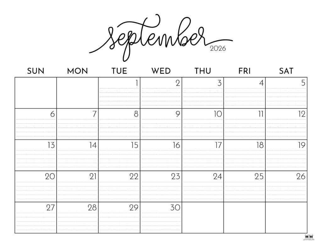 September 2026 Calendars - 123 Free Printables | Printabulls with regard to September 2026 Calendar Printable