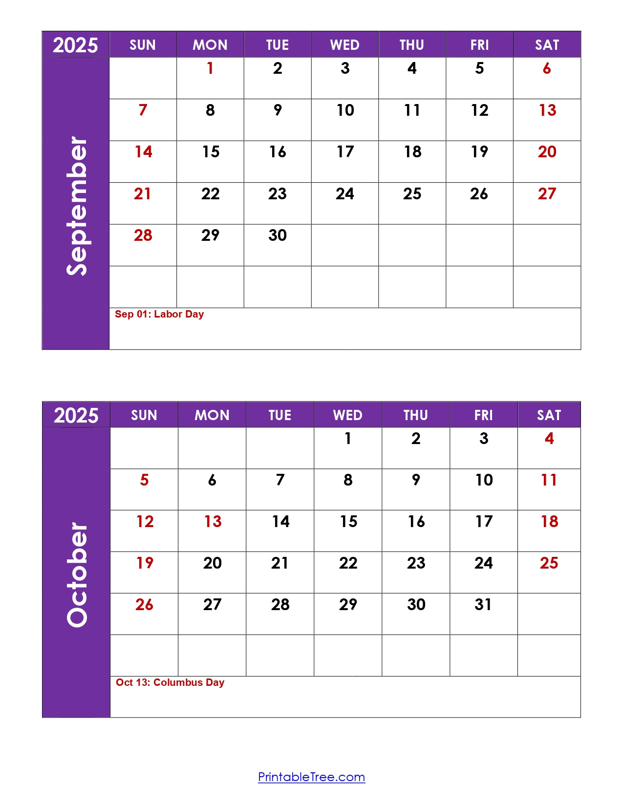 September And October 2025 Calendar Printable Pdf | Two Months with Free Printable Calendar September October 2025