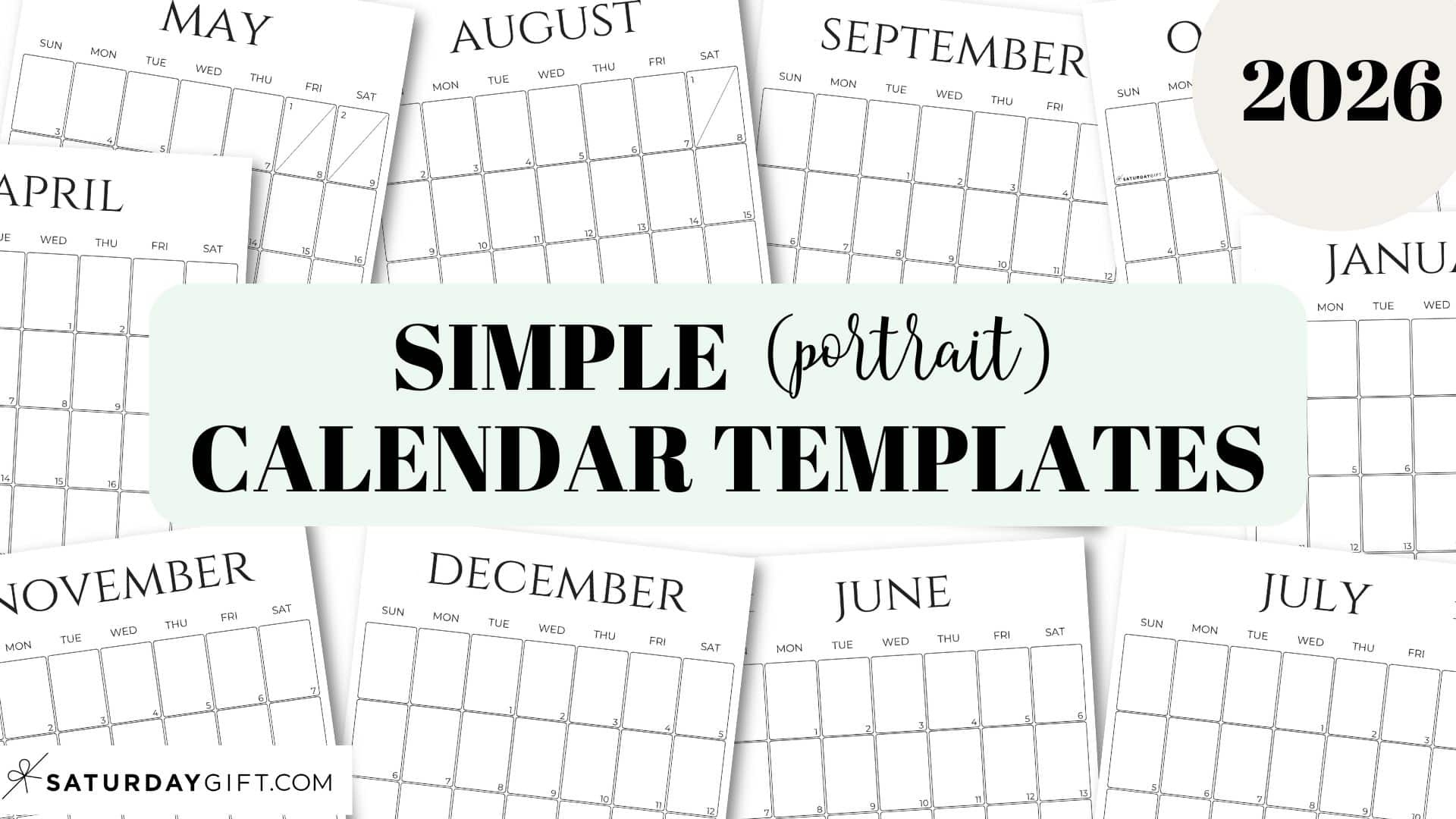 Simple Calendar 2026 - Free Printable Vertical Calendars intended for Free Printable Vertical Monthly Calendar 2026