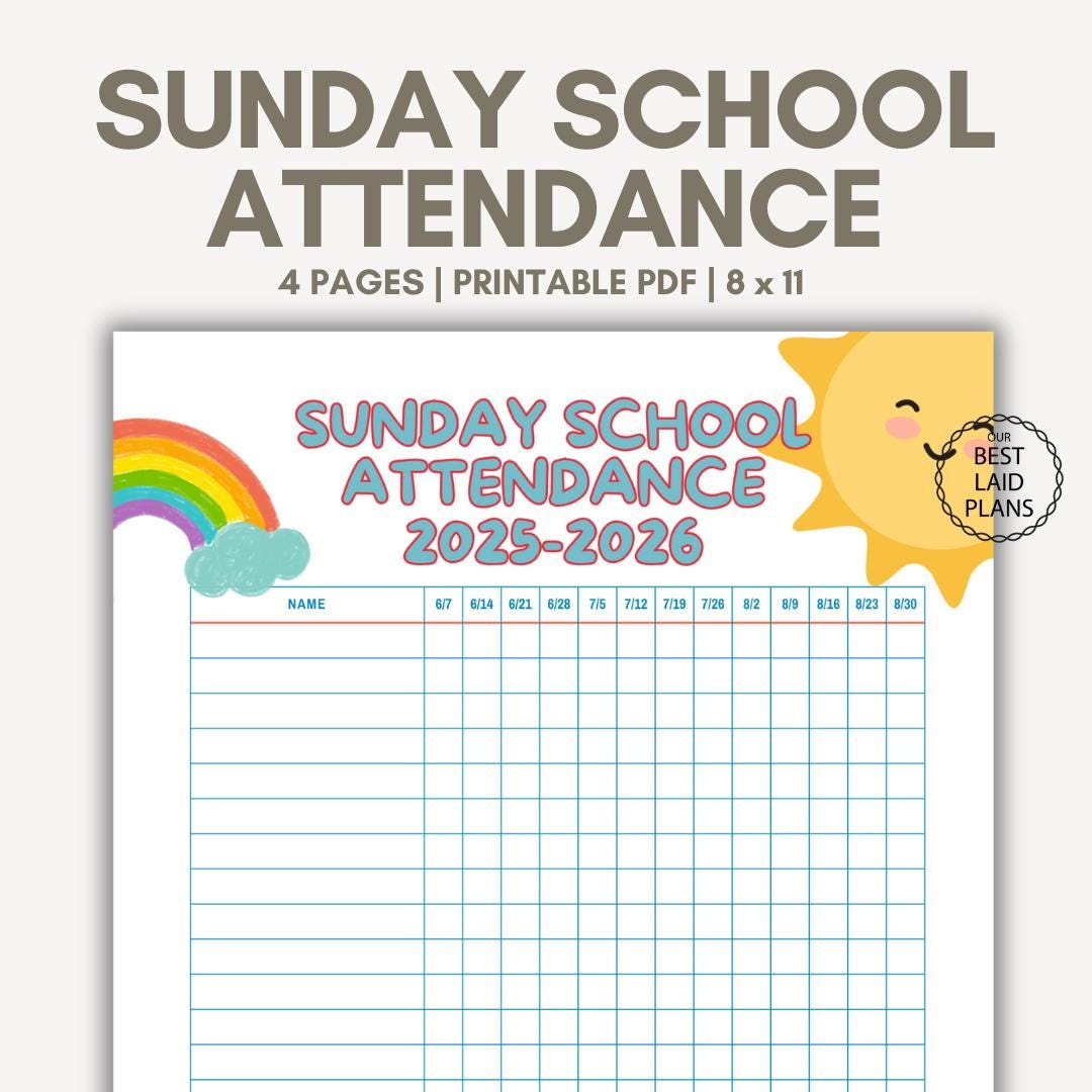 Sunday School Attendance Chart Printable Pdf, Sunday School in Sunday School Attendance 2026
