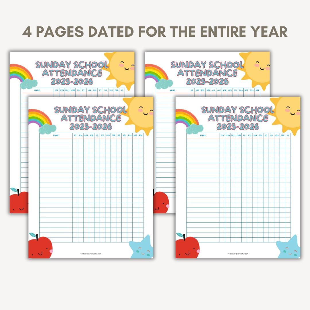 Sunday School Attendance Chart Printable Pdf, Sunday School regarding Sunday School Attendance 2026