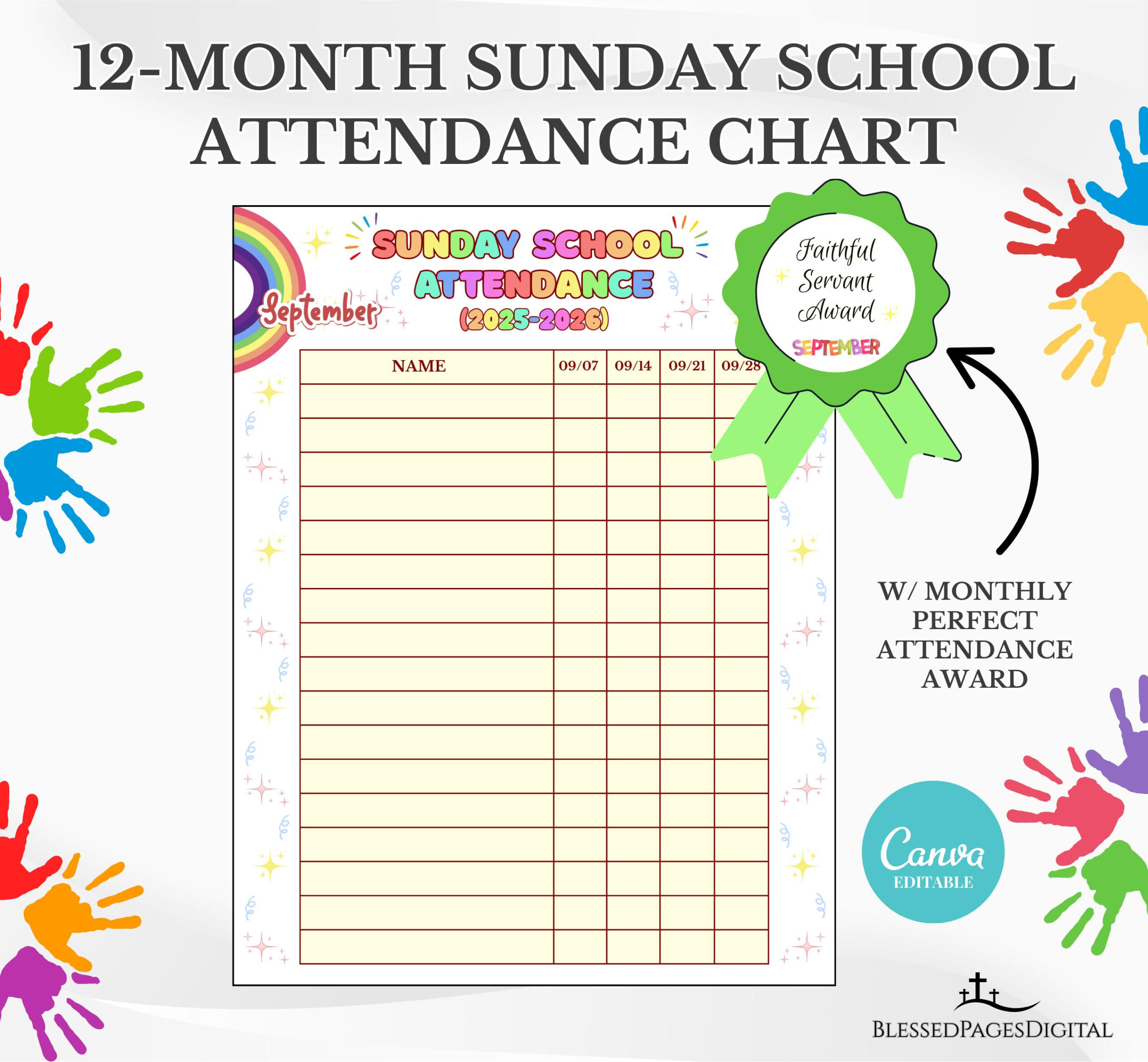 Sunday School Attendance Sheet Template - Etsy Hong Kong intended for Sunday School Attendance 2026