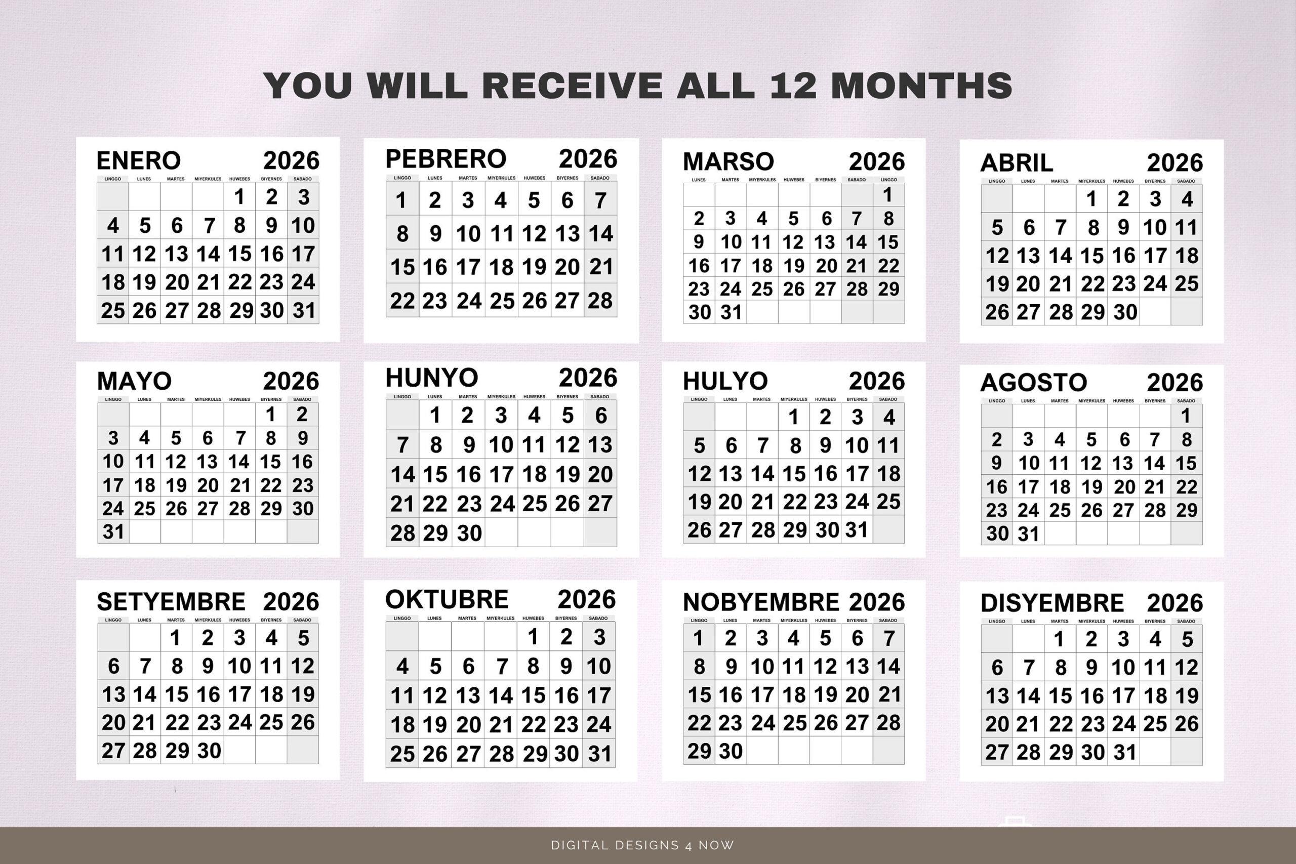 Tagalog 2026 Kalendaryo Pdf | Printable 2026 Filipino Calendar inside 2026 Calendar Printable Philippines