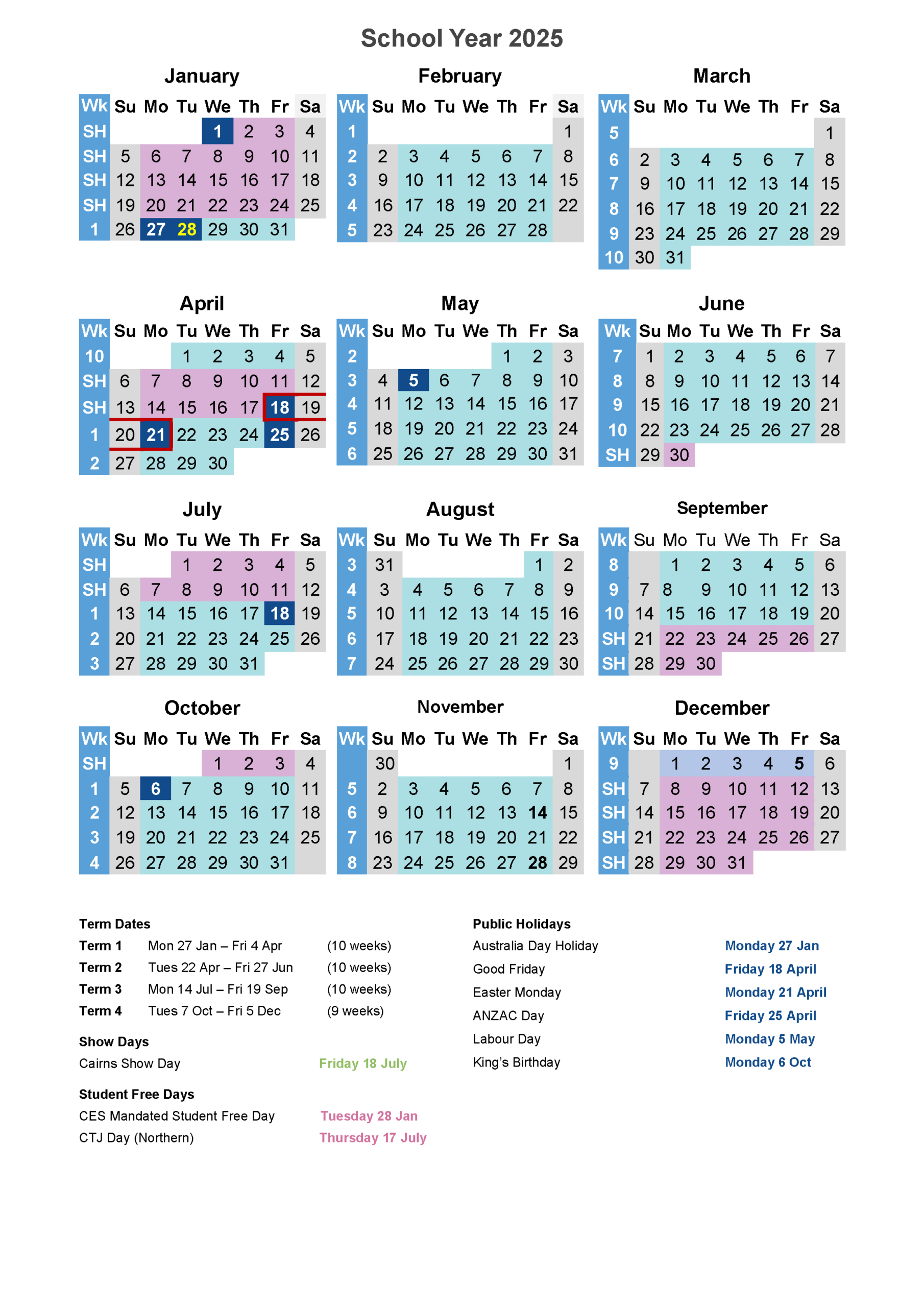Term Calendar | St Michael&amp;#039;S School Gordonvale inside 2026 Catholic School Calendar Qld