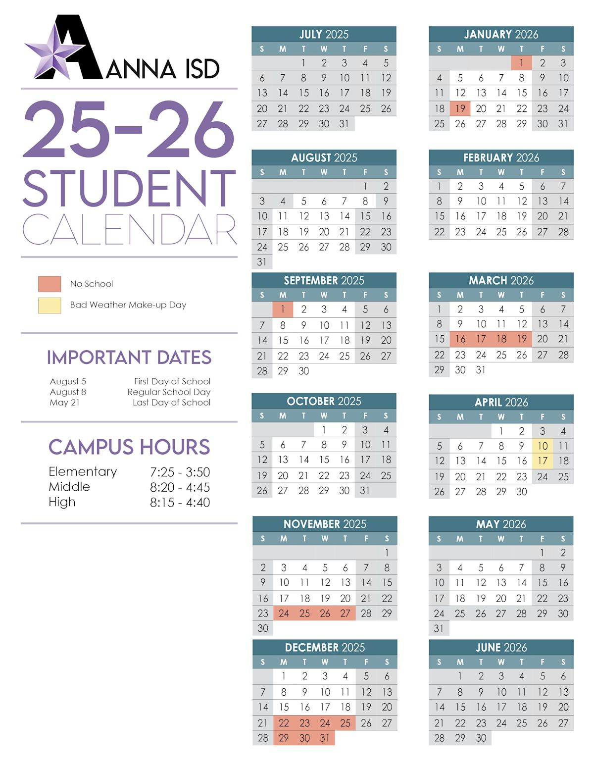 The 2025-2026 Anna Isd Student Calendar Is Here | News Details with regard to Hisd 2025 to 2026 Calendar Printable
