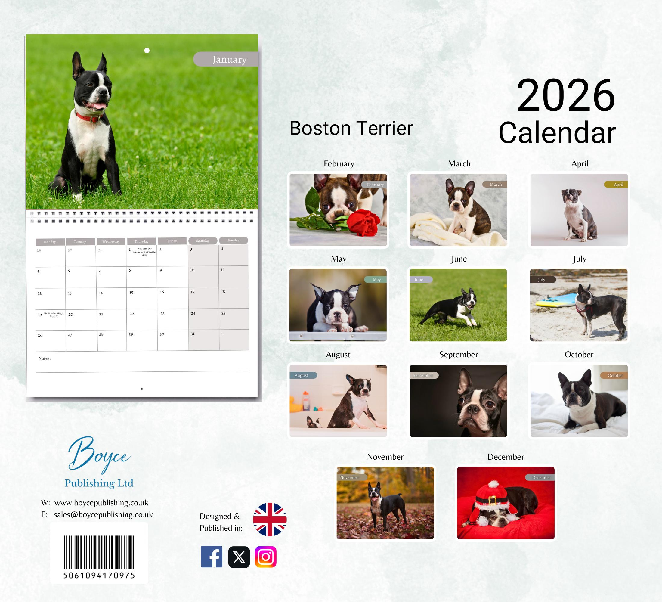 Boston Terrier Kalender 2026: Monatlicher Wandkalender Mit Notizen for Ramadan 2026 Calendar Boston