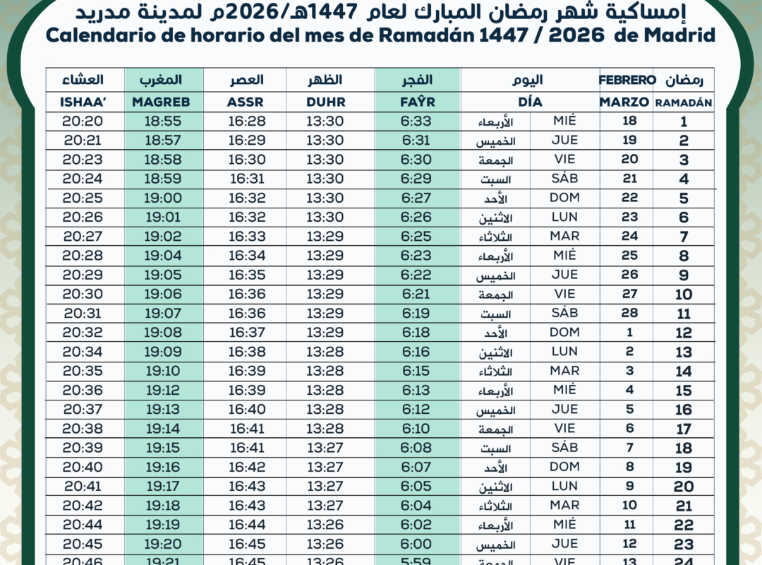 Inicio - Centro Cultural Islámico De Madrid with Los Angeles Ramadan Calendar 2026
