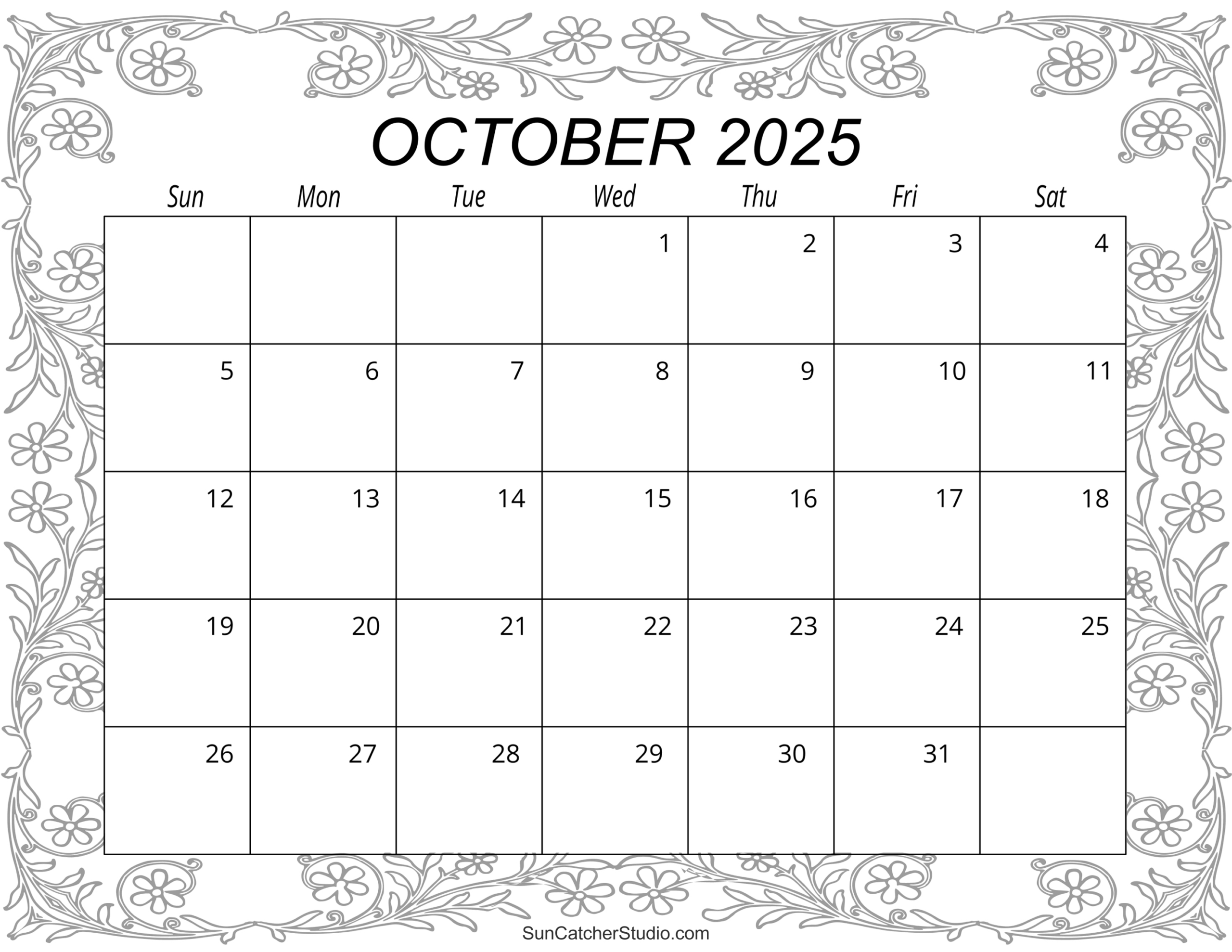 October 2025 Calendar (Free Printable) – Free Printables inside October 2025 Calendar Coloring Page
