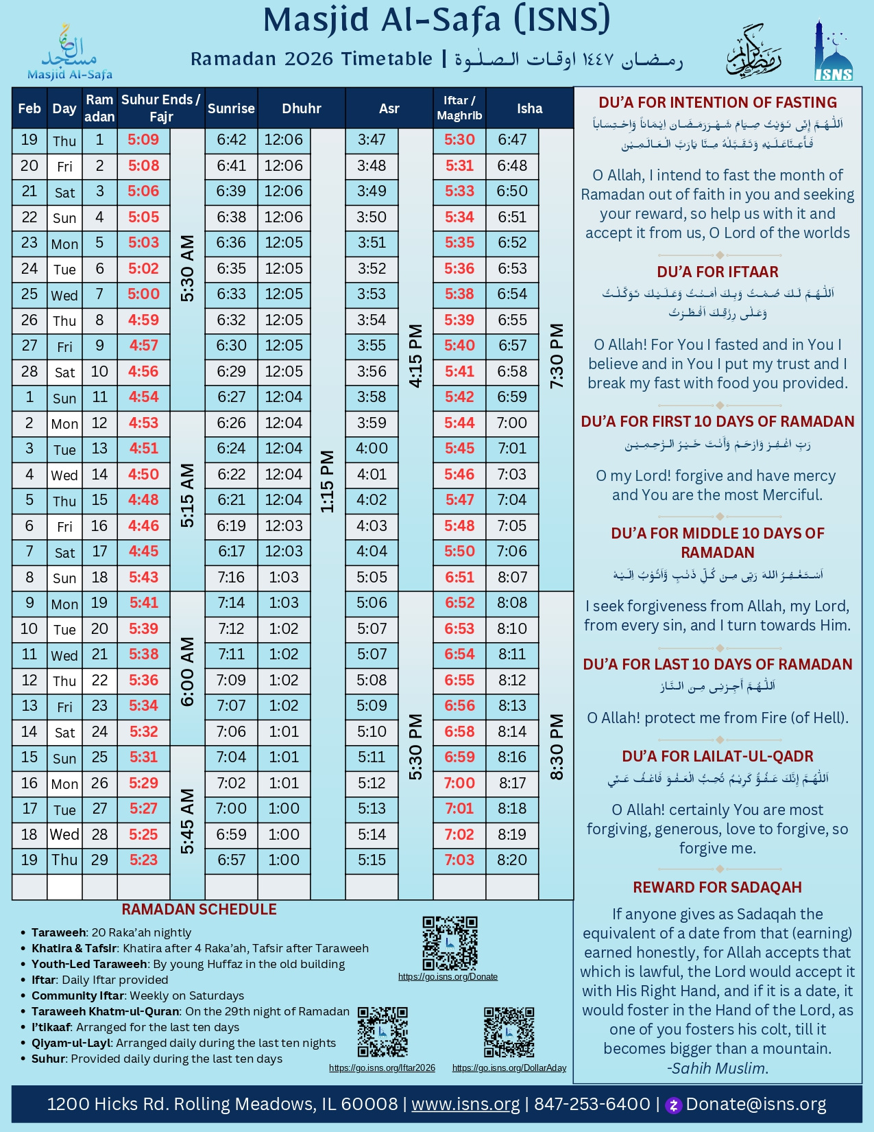 Ramadan 2026 – Isns in Ramadan Calendar Chicago 2026