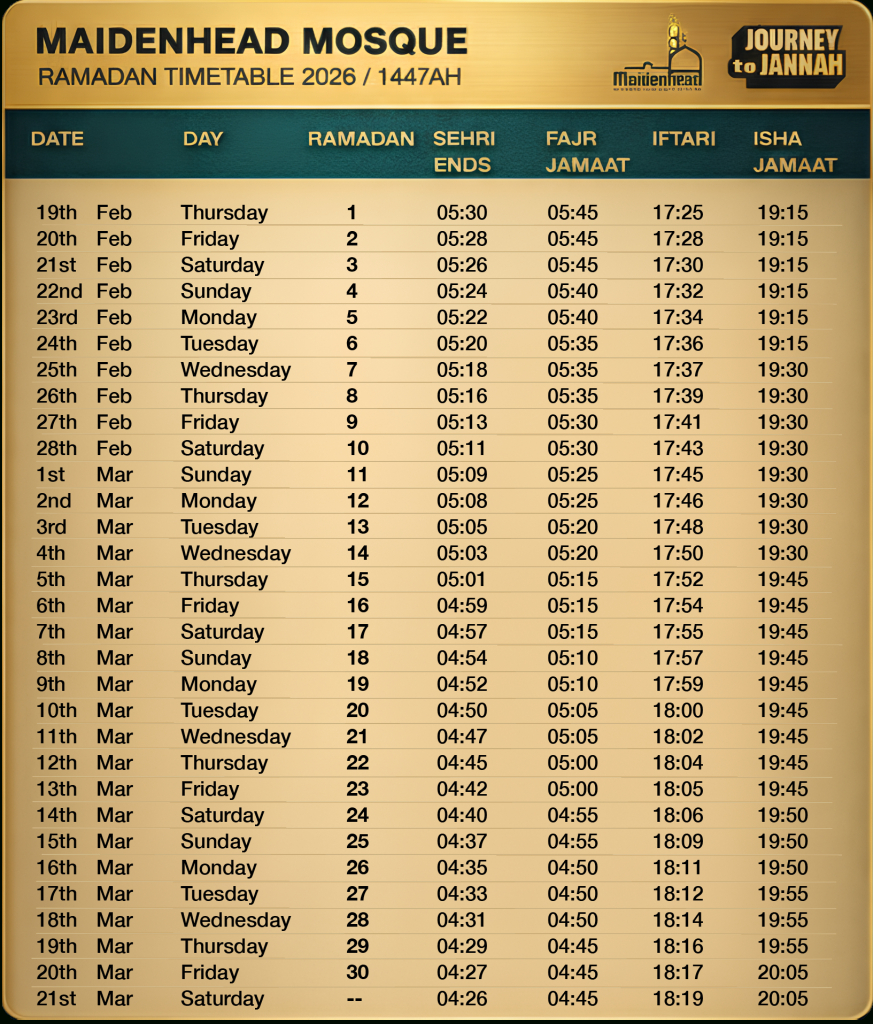 Ramadan 2026 Timetable - Journey To Jannah inside Ramadan Calendar 2026 New Jersey