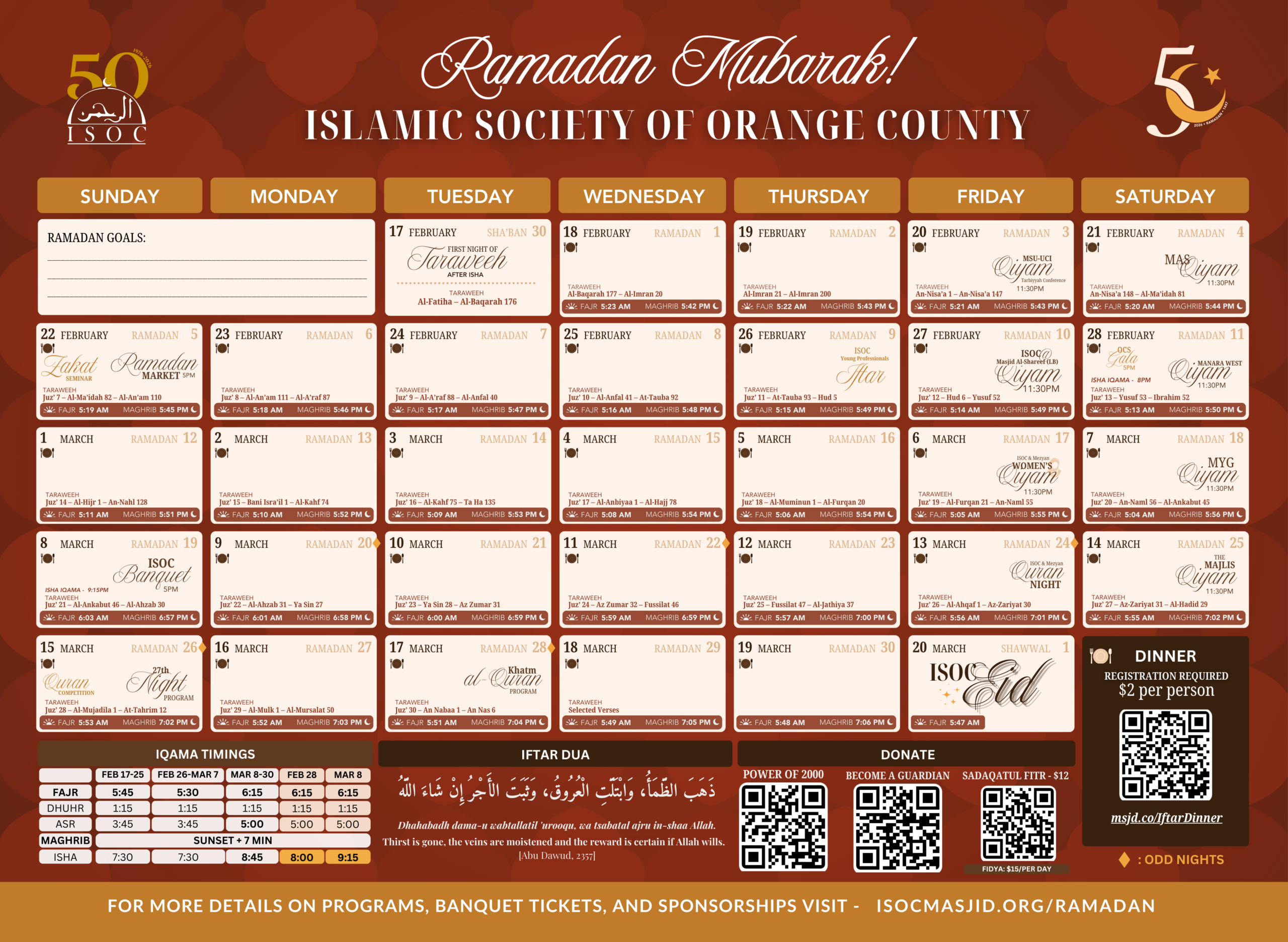 Ramadan – Islamic Society Of Orange County for Los Angeles Ramadan Calendar 2026