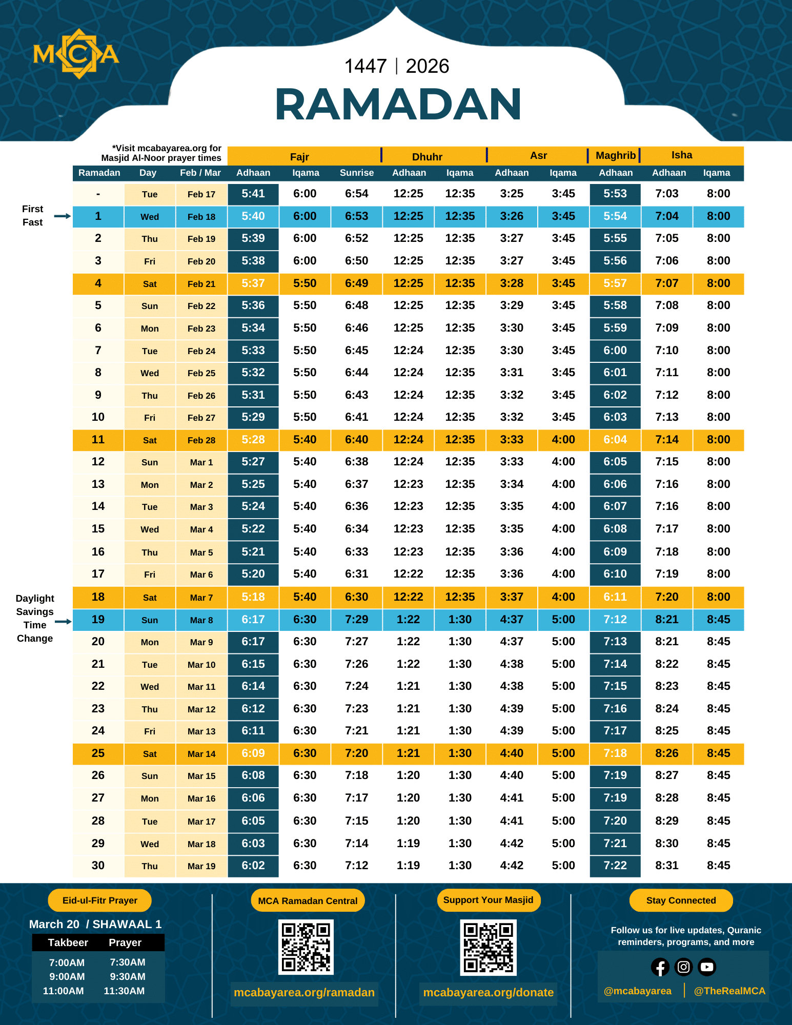 Ramadan | Muslim Community Association pertaining to Ramadan Calendar 2026 Bay Area