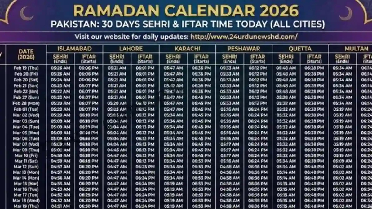 Ramadan Timetable 2026 – Sehri & Iftar Times Pakistan regarding New York Ramadan Calendar 2026